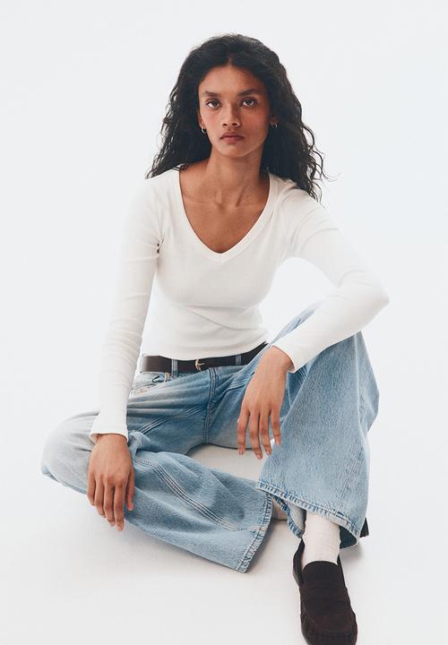 H&M - V-neck cotton top - white