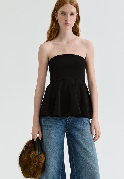 H&M - Bandeau peplum top - black
