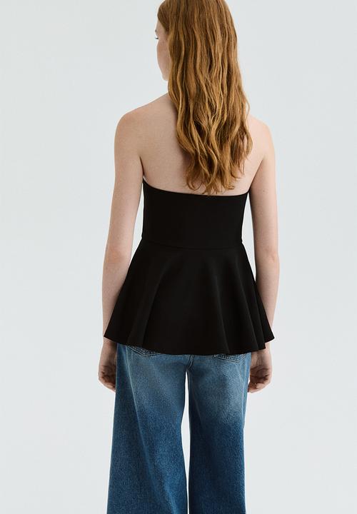 H&M - Bandeau peplum top - black