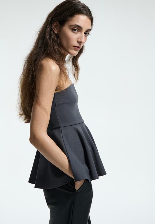 H&M - Bandeau peplum top - dark grey