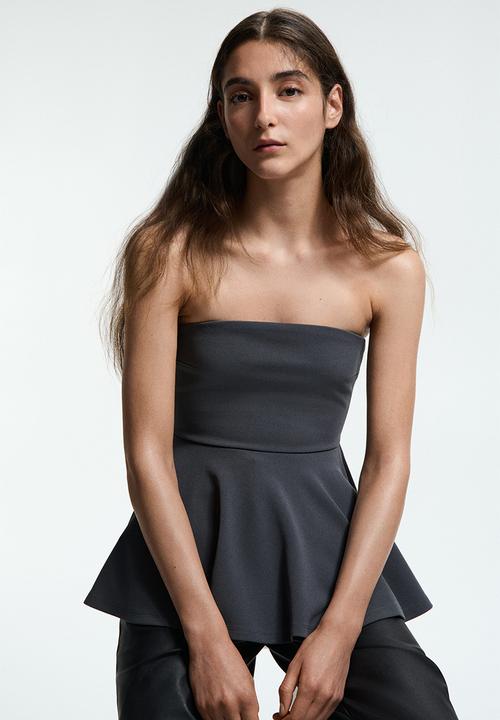 H&M - Bandeau peplum top - dark grey