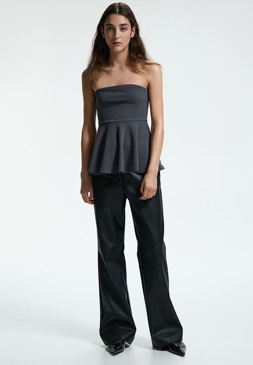 H&M - Bandeau peplum top - dark grey