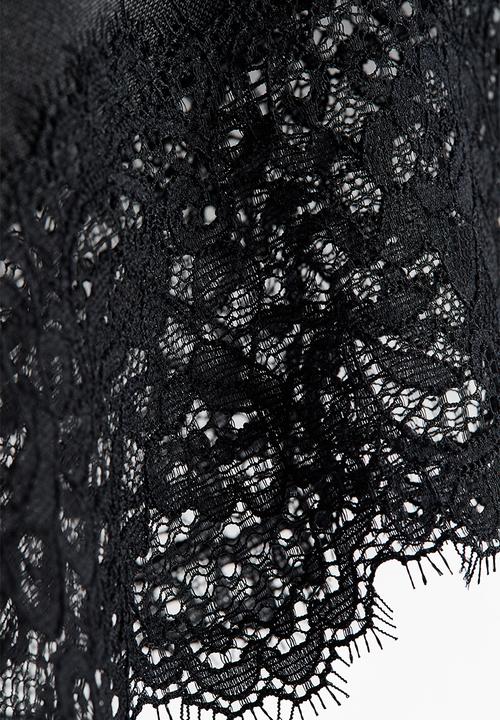 H&M - Asymmetric lace-trimmed skirt - black