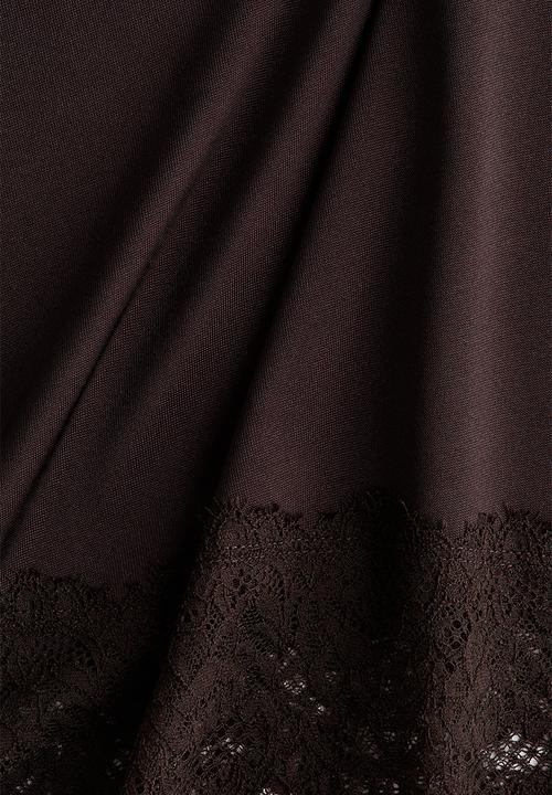 H&M - Asymmetric lace-trimmed skirt - dark brown