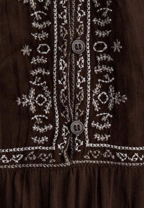 H&M - Embroidered cotton blouse - brown