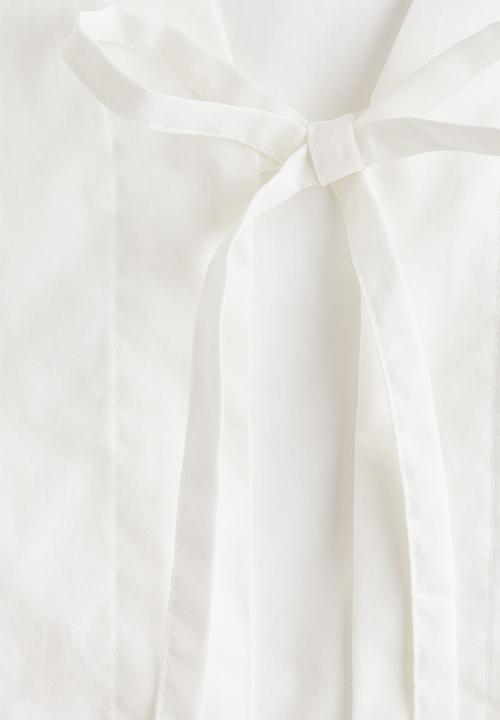 H&M - Tie-front cotton blouse - white