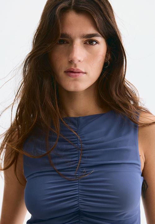 H&M - Ruched top - pigeon blue