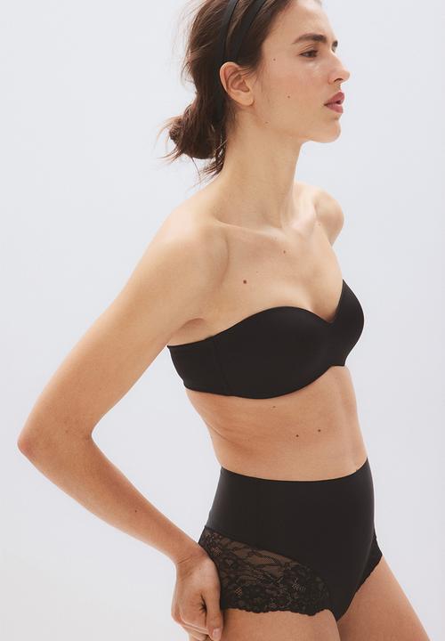 Padded microfibre bandeau bra - black - 1223360008