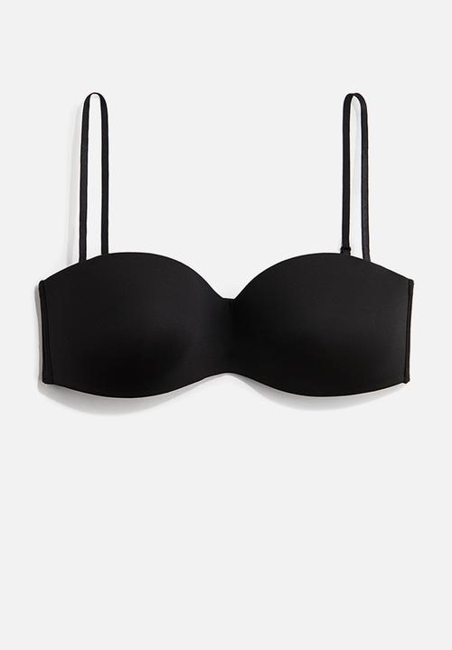 H&M - Padded microfibre bandeau bra - black