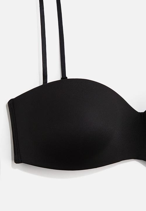 H&M - Padded microfibre bandeau bra - black