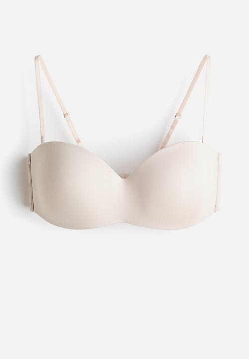 H&M - Padded microfibre bandeau bra - light beige