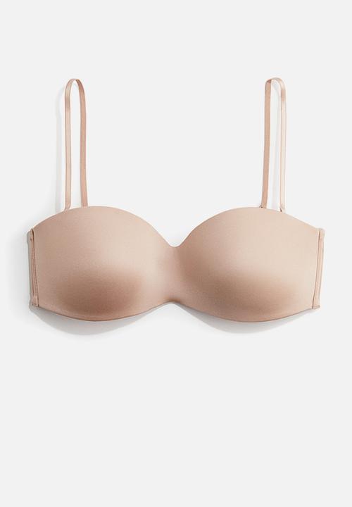 H&M - Padded microfibre bandeau bra - beige