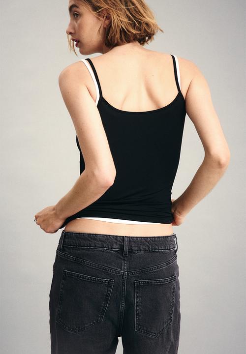 H&M - Wide high waist jeans - dark denim grey
