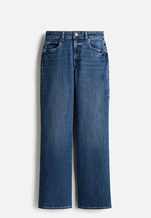 H&M - Wide high waist jeans - denim blue