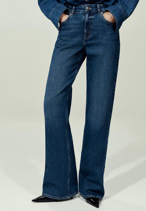 H&M - Wide high waist jeans - denim blue