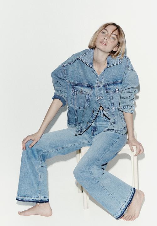 H&M - Wide high waist jeans - light denim blue