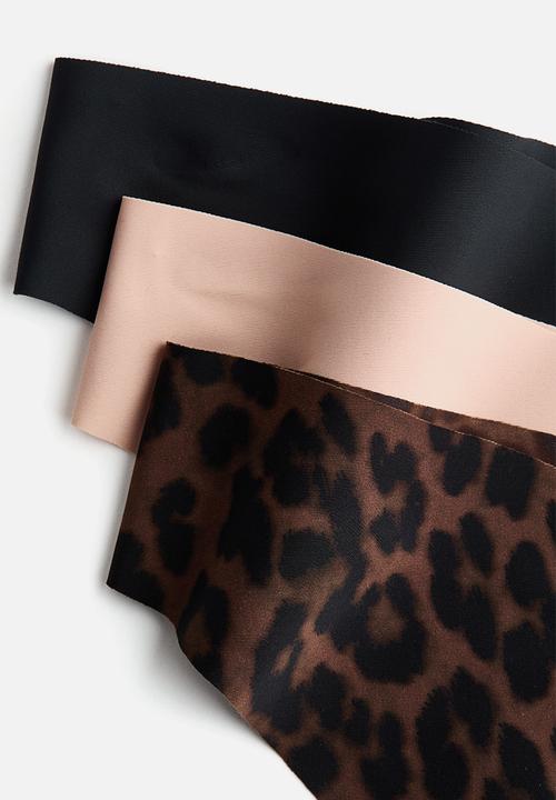 H&M - 3 pack invisible thong briefs - dark brown/light pink