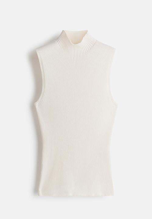 H&M - Rib-knit turtleneck top - cream