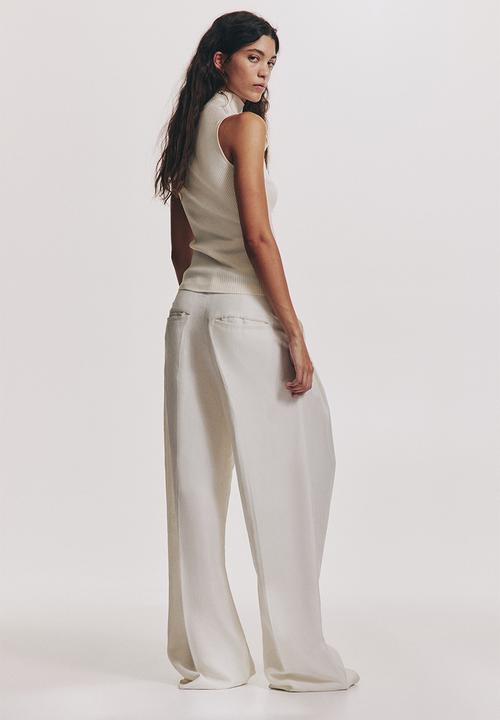 H&M - Rib-knit turtleneck top - cream