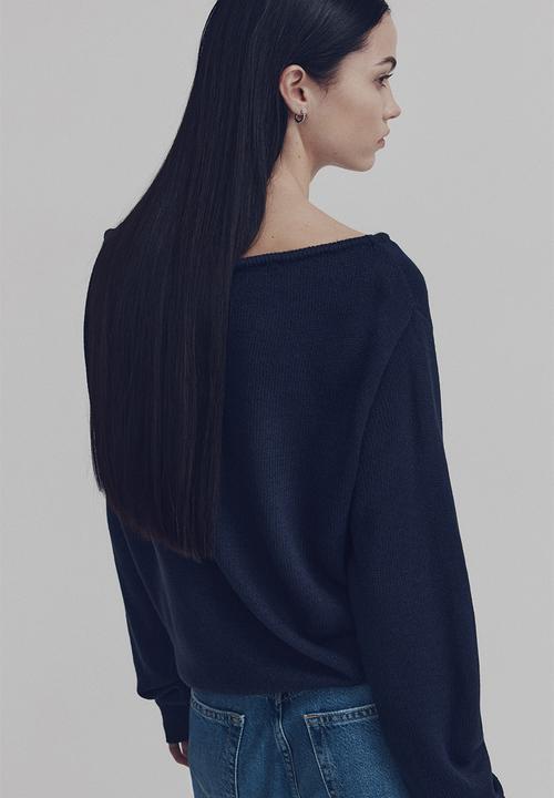 H&M - Off-the-shoulder jumper - navy blue