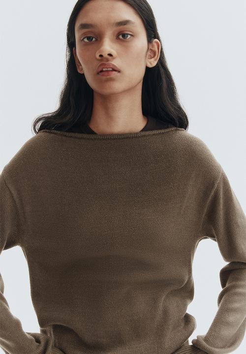H&M - Off-the-shoulder jumper - dark mole
