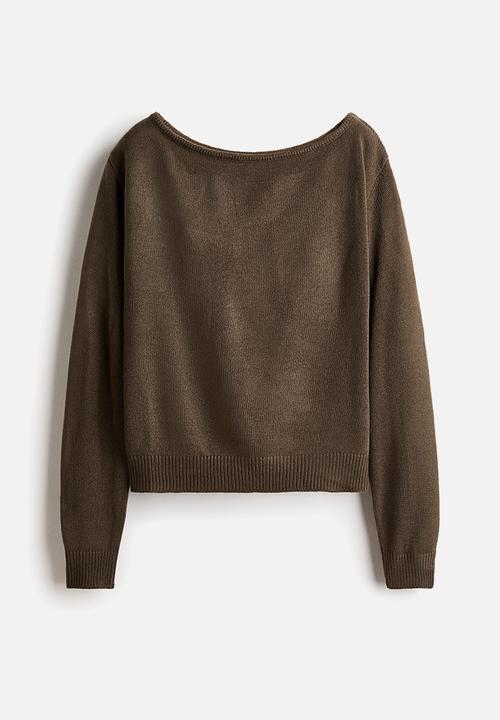 H&M - Off-the-shoulder jumper - dark mole