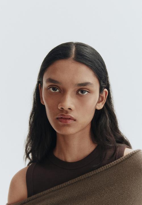 H&M - Off-the-shoulder jumper - dark mole