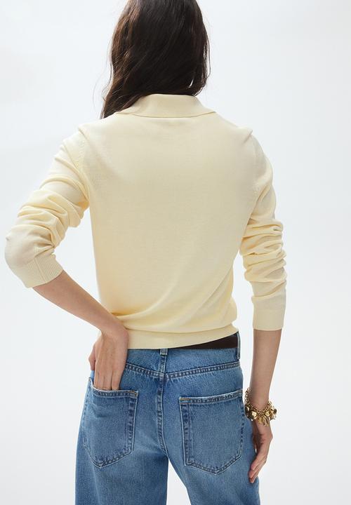 H&M - Fine-knit polo shirt - light yellow