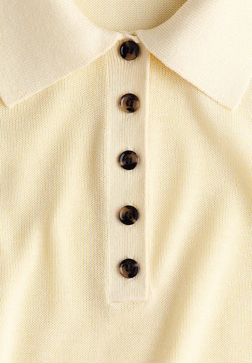 H&M - Fine-knit polo shirt - light yellow