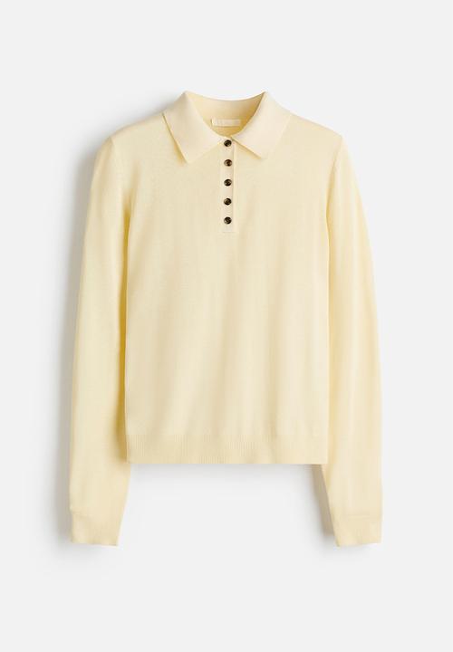 H&M - Fine-knit polo shirt - light yellow