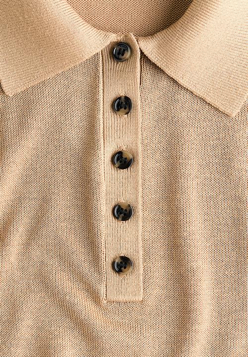 H&M - Fine-knit polo shirt - beige
