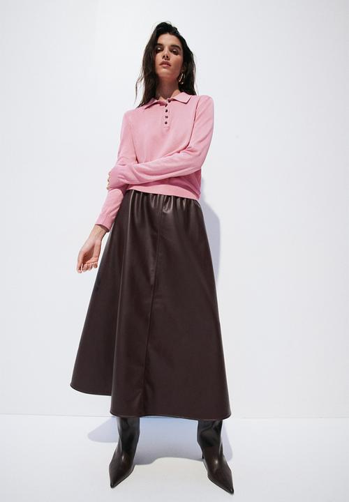 H&M - Fine-knit polo shirt - pink
