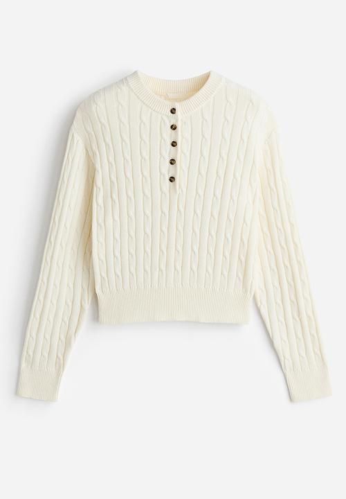 H&M - Button-top cable-knit jumper - cream