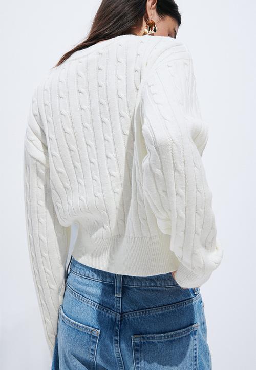 H&M - Button-top cable-knit jumper - cream