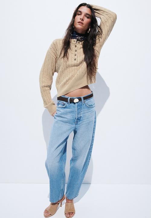 H&M - Button-top cable-knit jumper - beige