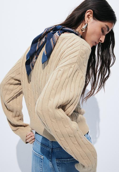 H&M - Button-top cable-knit jumper - beige