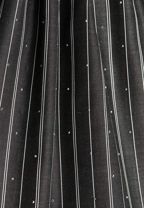 H&M - Embellished mini skort - dark grey/striped