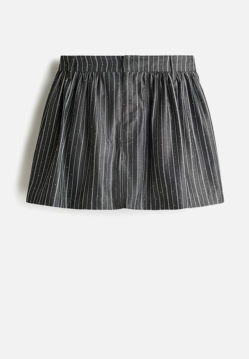 H&M - Embellished mini skort - dark grey/striped