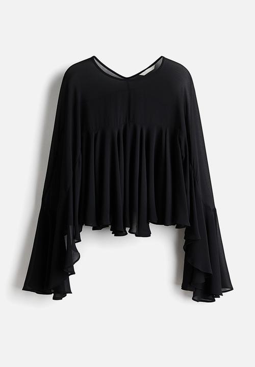 H&M - Flounced blouse - black