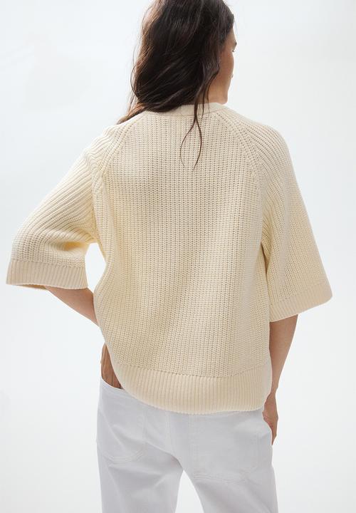 H&M - Short-sleeved jumper - light beige