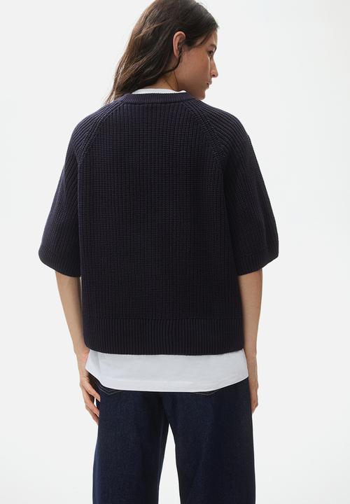 H&M - Short-sleeved jumper - navy blue