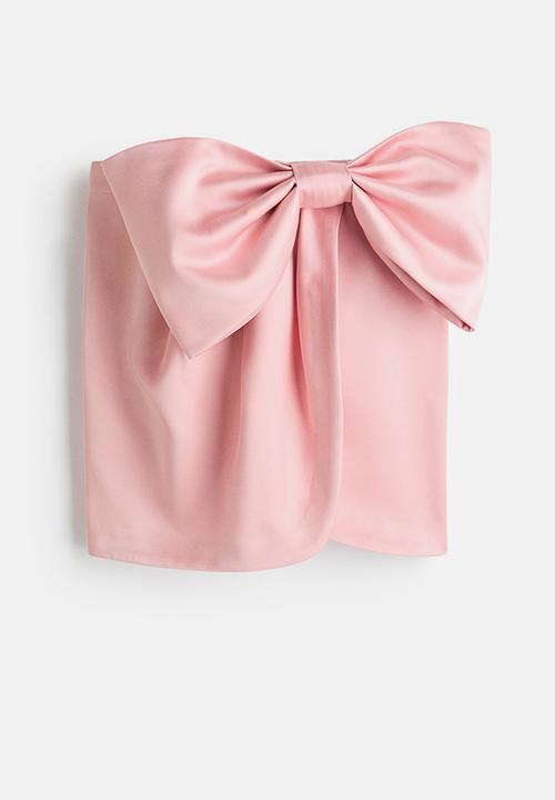 H&M - Bow-detail satin skirt - light pink