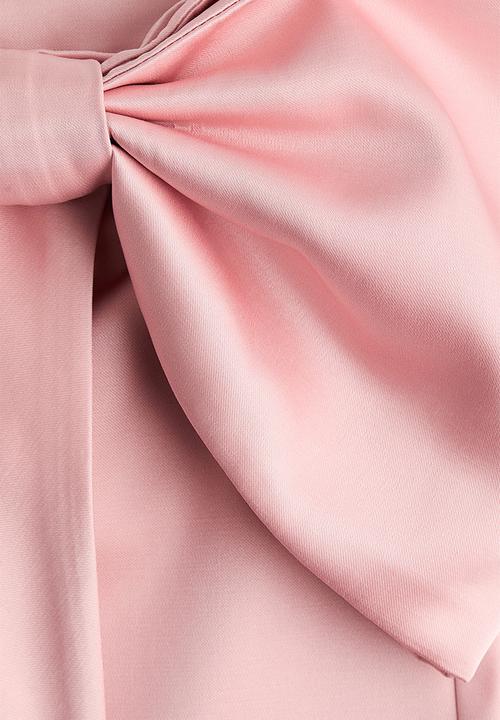H&M - Bow-detail satin skirt - light pink