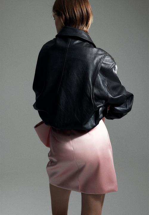 H&M - Bow-detail satin skirt - light pink