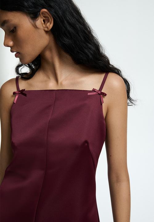 H&M - Satin strappy dress - burgundy