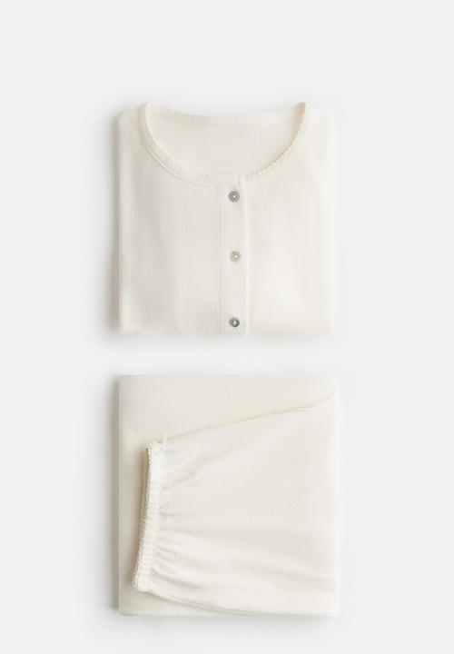 H&M - Pointelle jersey pyjamas - cream