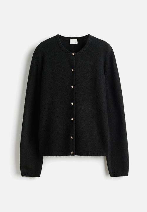 Fine-knit cardigan - black - 1315266002