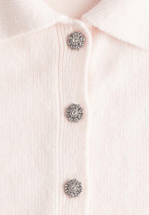 H&M - Short-sleeved collared cardigan - pale pink