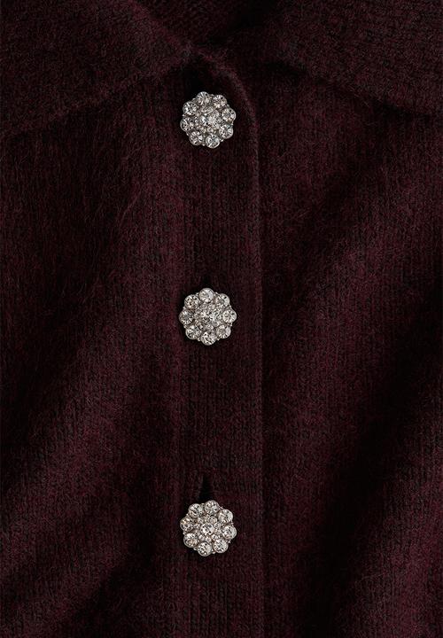 H&M - Short-sleeved collared cardigan - burgundy