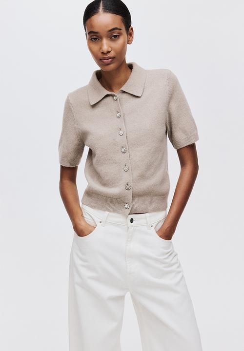 H&M - Short-sleeved collared cardigan - beige
